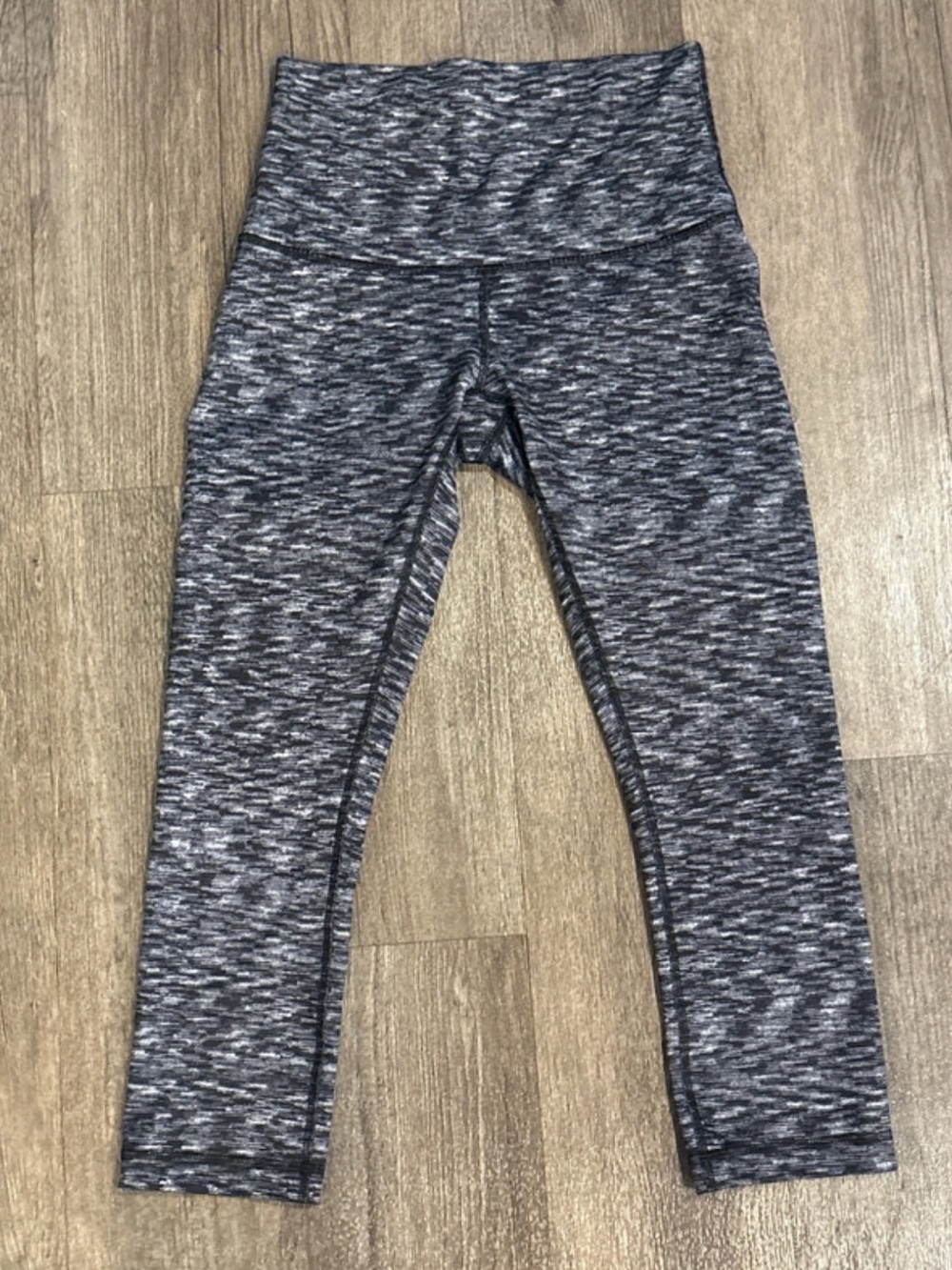 Lululemon Wunder Under Crop Space Dye Heathered Black White Leggings Size 6